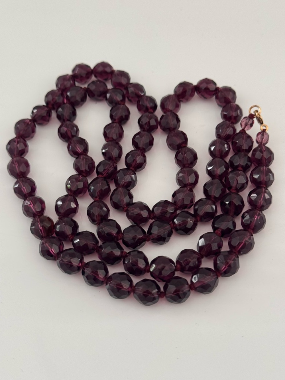 Victorian Necklace Czech amethyst color faceted glass beads